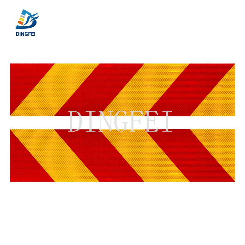 Red And Yellow Striped Caution Road Sign